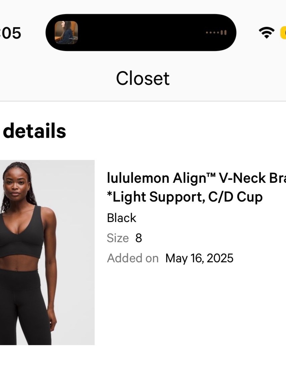 Lululemon align v neck bra! Size 8 - Picture 3 of 3